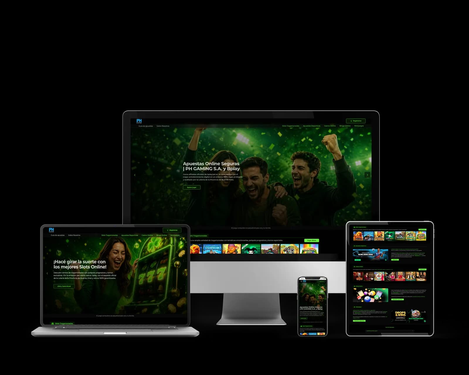 Landing page de PH Gaming - Empresa dedicada al desarrollo y promoción de experiencias de entretenimiento digital.